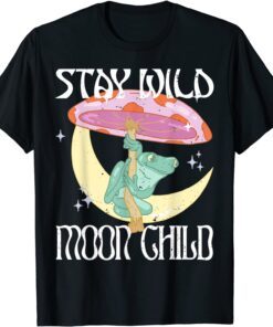 Vintage Retro Stay Wild Moon Child Frog Peace Love Hippie Tee Shirt