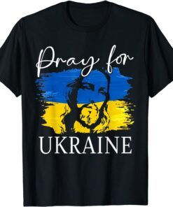 We Stand With Ukraine Flag Cross Christian Jesus Pray Peace Ukraine T-Shirt