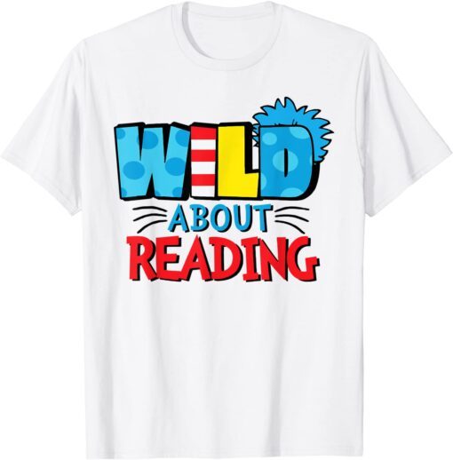 Wild About Reading Dr Teacher Red And White Stripe Hat Tee Shirt