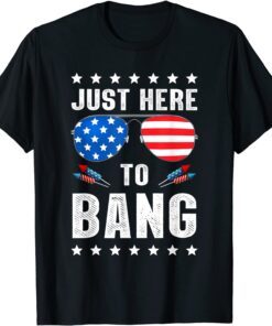 4th of July I'm Just Here To Bang USA Flag Sunglasses Tee Shirt