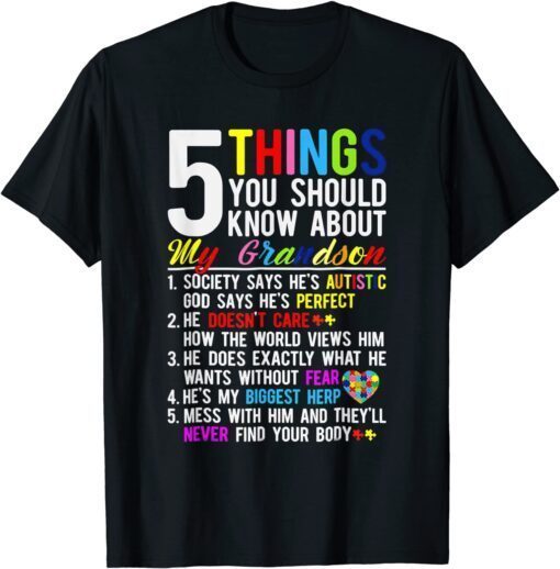 5 Things You Should Know About My Grandson Autism Awareness Tee Shirt