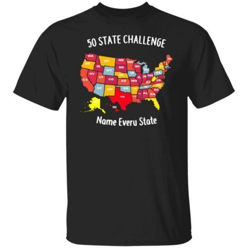 50 state challenge name every us state Tee shirt