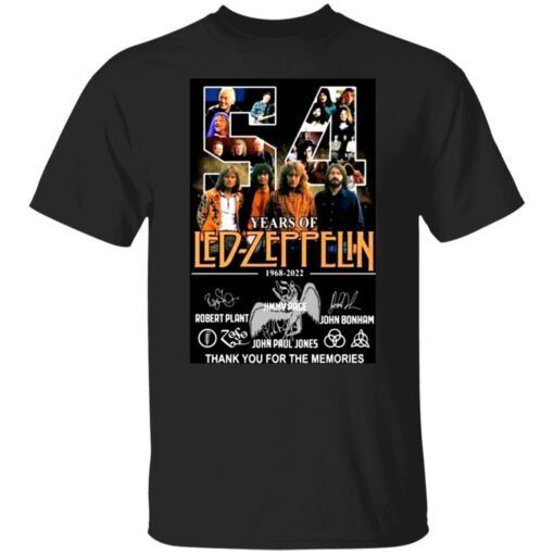 54 Years of Led-Zeppelin thank you for the memories signatures Tee shirt