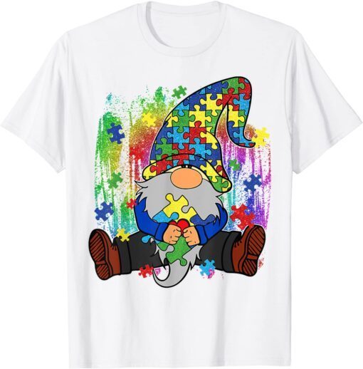 Accept Understand Love Gnome Puzzle Pieces Autism Awareness Tee Shirt