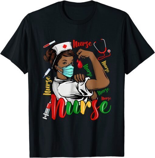 American Nurse Black History Month Pride Black Tee Shirt