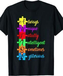 Autism Acronym And Puzzle Piece Fun Autism Awareness Tee Shirt