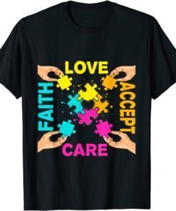 Autism Awareness Acceptance Color Puzzle Pieces Tee Shirt