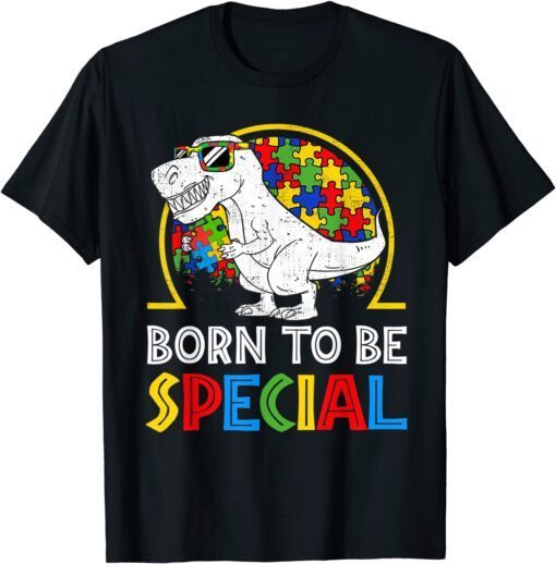 Autism Awareness Born Special Dinosaur Tee Shirt