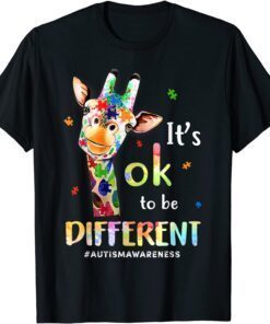 Autism Awareness Cute Giraffe Animal It's Ok To Be Different Tee Shirt