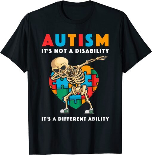 Autism Awareness Day Dabbing Skeleton T-Shirt