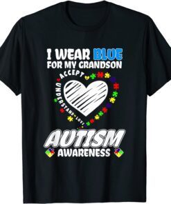 Autism Awareness I Wear Blue for My Grandson Tee Shirt