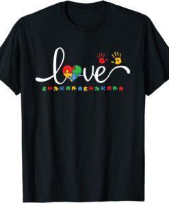 Autism Awareness Love Autism Puzzle Heart ASD Supporter Tee Shirt