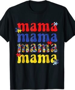 Autism Awareness Mama Vintage Puzzle Piece Autistic Mom Tee Shirt