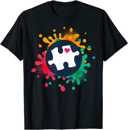 Autism Awareness Puzzle Piece Love Autistic Support Tee Shirt