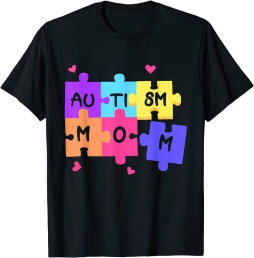 Autism Awareness Support Autistic Mother With Puzzle Pieces Tee Shirt