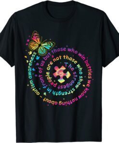 Autism Awareness Tie Dye Puzzle Butterfly Tee Shirt