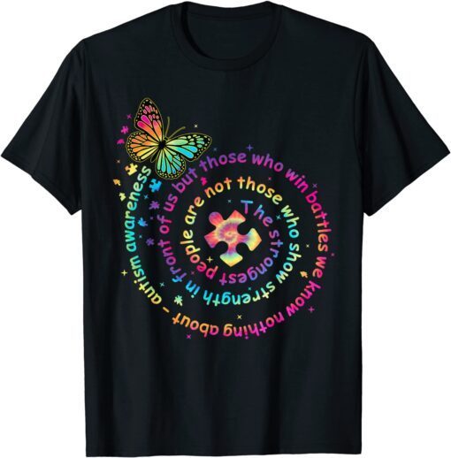 Autism Awareness Tie Dye Puzzle Butterfly Tee Shirt