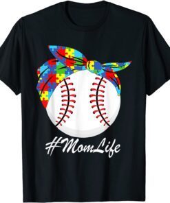 Autism Mom Baseball Messy Bun Autism Awareness Tee Shirt