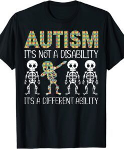 Autism it's a different ability Dabbing skeleton Tee Shirt