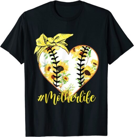 Baseball Mother Ball Floral Bandana Heart Mother's Day T-Shirt