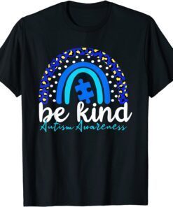 Be Kind Autism Awareness Rainbow Leopard Tee Shirt
