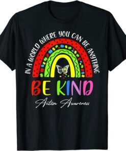 Be Kind Rainbow Puzzle Butterfly Autism Awareness Support Tee Shirt