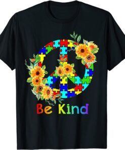 Be Kind Sunflower Autism Puzzle Awareness Month Tee Shirt