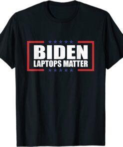 Biden Laptops Matter Cool Anti Biden Quote USA Flag Tee Shirt