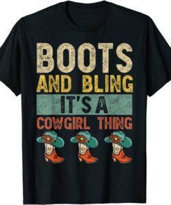 Boots And Bling It's A Cowgirl Thing Rodeo Hat Tee Shirt