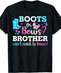 Boots or Bows Brother Gender Reveal Baby Shower Announcement Tee Shirt