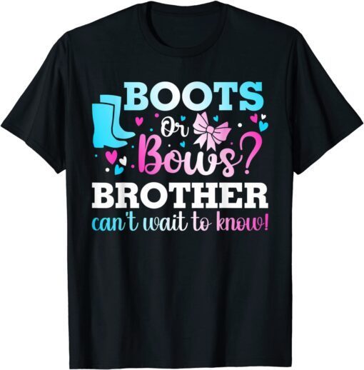 Boots or Bows Brother Gender Reveal Baby Shower Announcement Tee Shirt