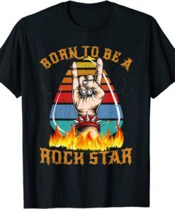 Born To Be Rock Star Hand Horns Vintage Retro Rock and Roll Tee Shirt