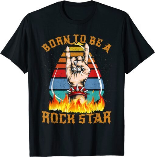 Born To Be Rock Star Hand Horns Vintage Retro Rock and Roll Tee Shirt