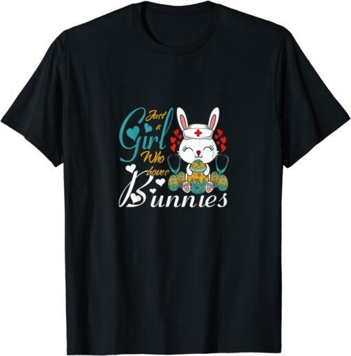 Bunny Easter Day Rabbit Just A Girl Who Loves Bunnies Tee Shirt