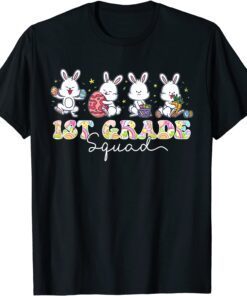 Bunny Lover 1st Grade Teacher Squad Easter Day Matching Tee Shirt