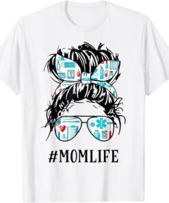 CNA Nurse Mom Life Messy Hair Bun Healthcare Mother's Day Tee Shirt