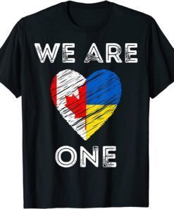 Canada Supports Ukraine Shirt We Are One Love Heart Flag Peace Ukraine T-Shirt