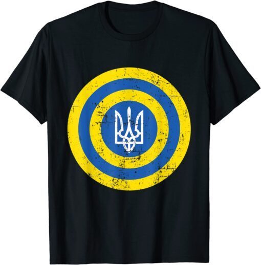 Captain Ukraine Ukrainian Flag Europe Solidarity Distressed Peace Ukraine T-Shirt