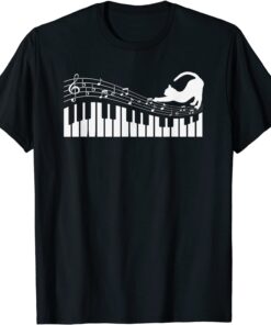 Cat Piano Music Lover Notes Student Teacher Musician T-Shirt