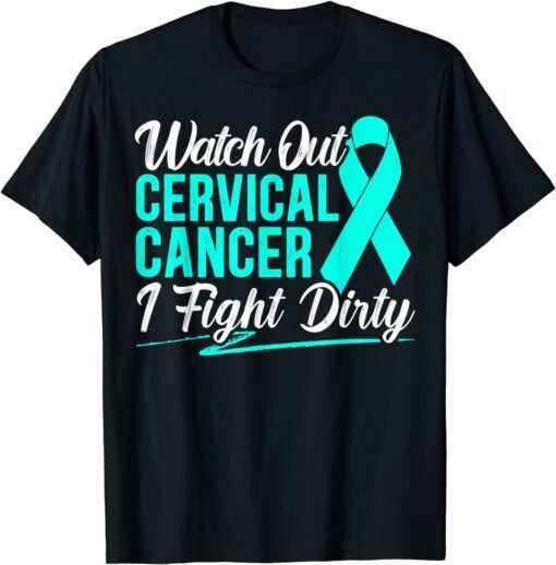 Cervical Cancer Awareness Teal Ribbon Tee Shirt