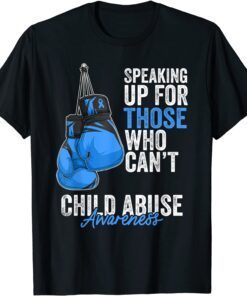 Child Abuse Prevention Awareness Boxing Gloves Blue Ribbon Tee Shirt