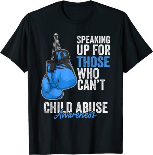 Child Abuse Prevention Awareness Boxing Gloves Blue Ribbon Tee Shirt