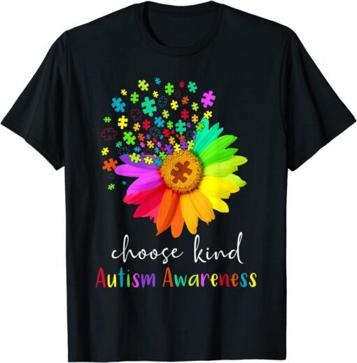 Choose Kind Autism Awareness Sunflower Mom Tee Shirt