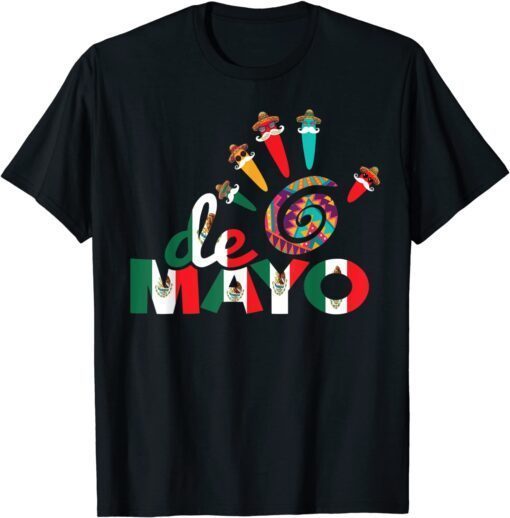 Cinco De Mayo Funny Hand Print Mexican Hat Tee Shirt