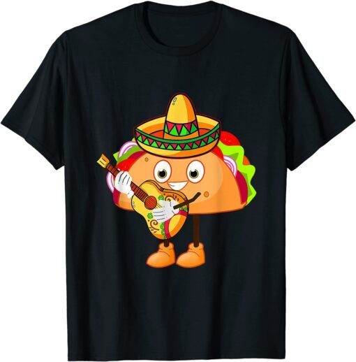 Cinco De Mayo Tacosaurus Mexico Guitar T-Shirt