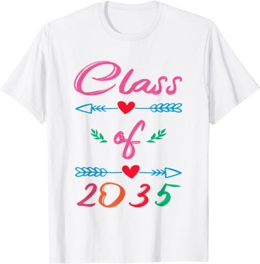 Class Of 2035 Kindergarten Pre K Grow With Me Graduation Tee Shirt