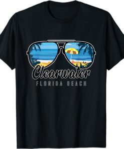 Clearwater Beach Florida Palm Tree Sunglasses Tee Shirt