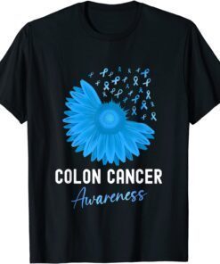 Colon Cancer Awareness Colorectal Cancer Blue Sunflower T-Shirt