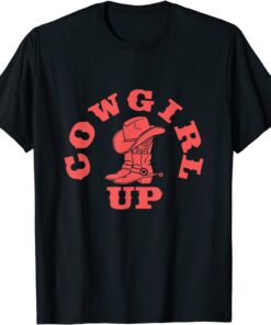 Cowgirl Up Leopad hat Boot Rodeo Western Country Southern Tee Shirt
