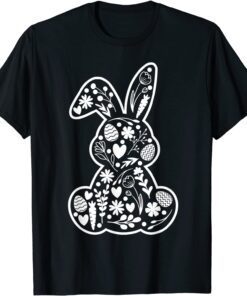 Cute Bunny Rabbit Easter Eggs Floral Happy Easter Day 2022 Classic Shirt